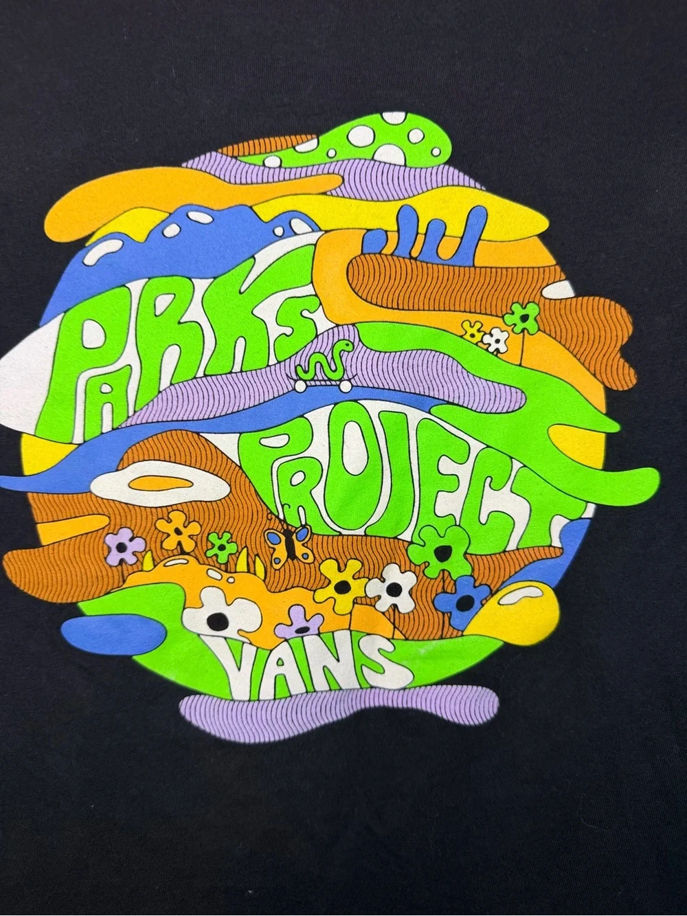 Vans Parks Project Youth L 12-14 Black Long Sleeve Tee Wild & Free Graphic